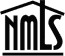 A black and white logo of nmls